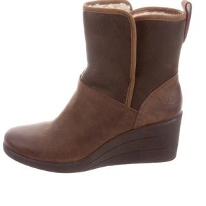 UGG Women Renatta Waterproof Wedge Midcalf Boot, wool-lined,  nubuck leather.